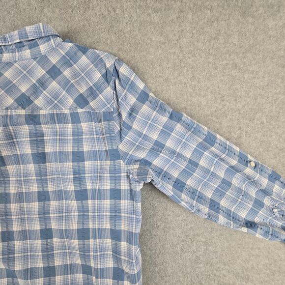 Tommy Hilfiger Shirt Womens Size XL Roll Tab Sleeves Blue Plaid Button Down - Picture 12 of 16